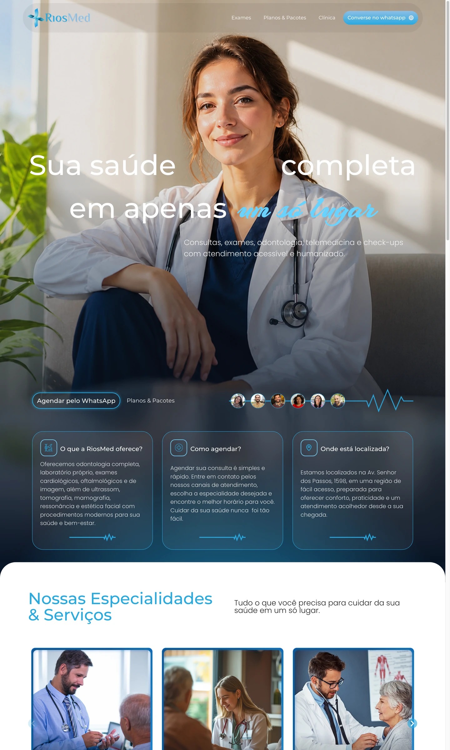Preview da landing page RiosMed Saúde